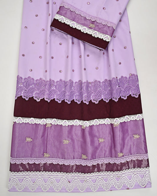 Lilac Rida All Over Booties With Smart Lacing & Dark Panel & Lite Aari Work