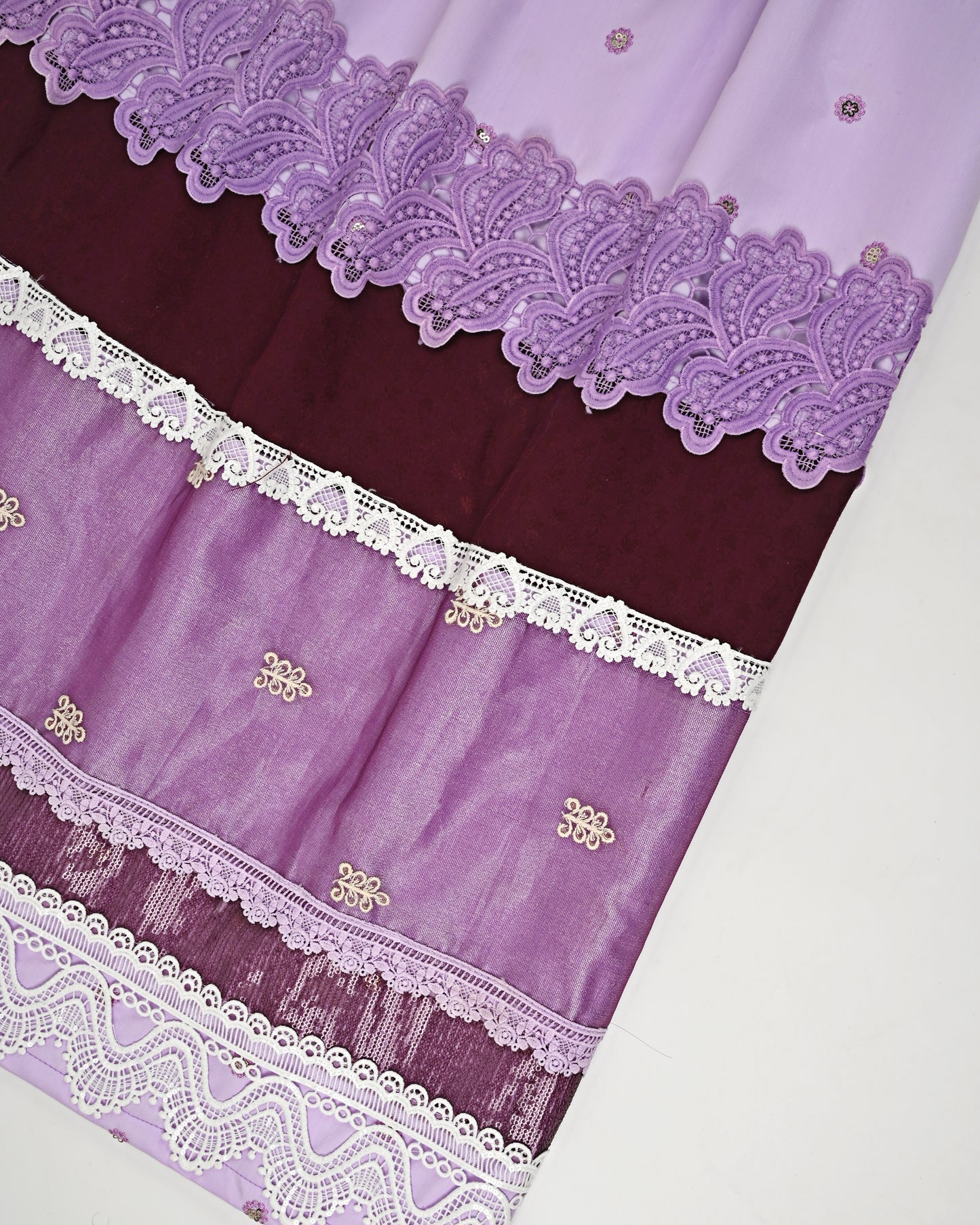 Lilac Rida All Over Booties With Smart Lacing & Dark Panel & Lite Aari Work