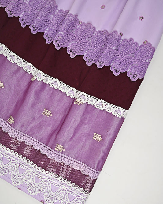 Lilac Rida All Over Booties With Smart Lacing & Dark Panel & Lite Aari Work