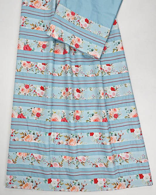 Light Blue Rida With Smart Floral Printed High Panel & Anchor Pattern