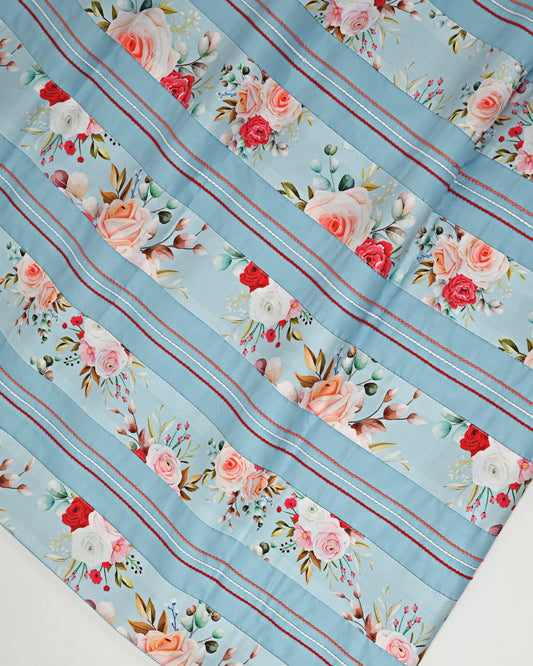 Light Blue Rida With Smart Floral Printed High Panel & Anchor Pattern