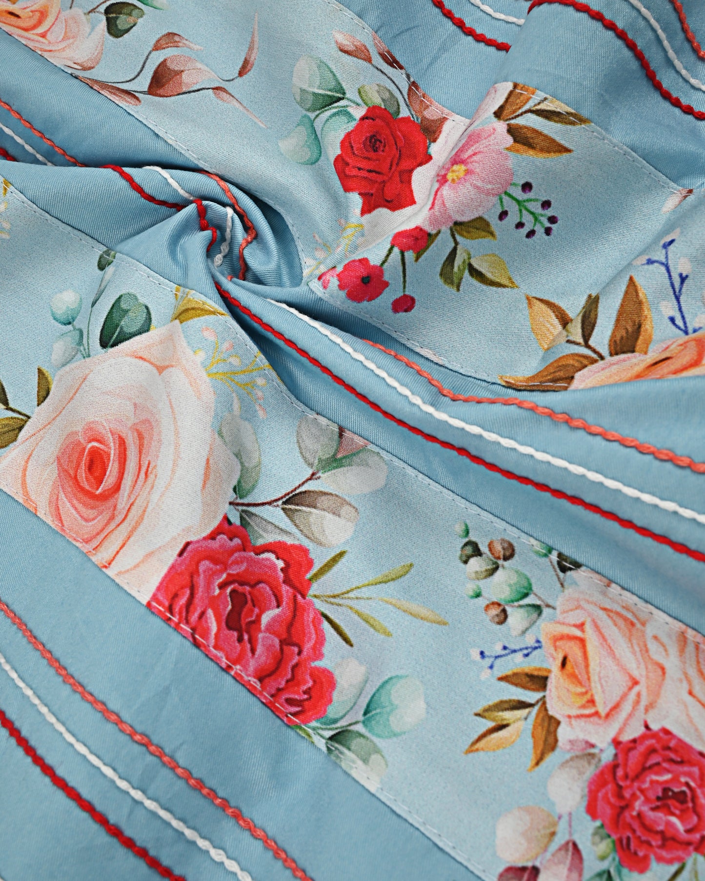 Light Blue Rida With Smart Floral Printed High Panel & Anchor Pattern