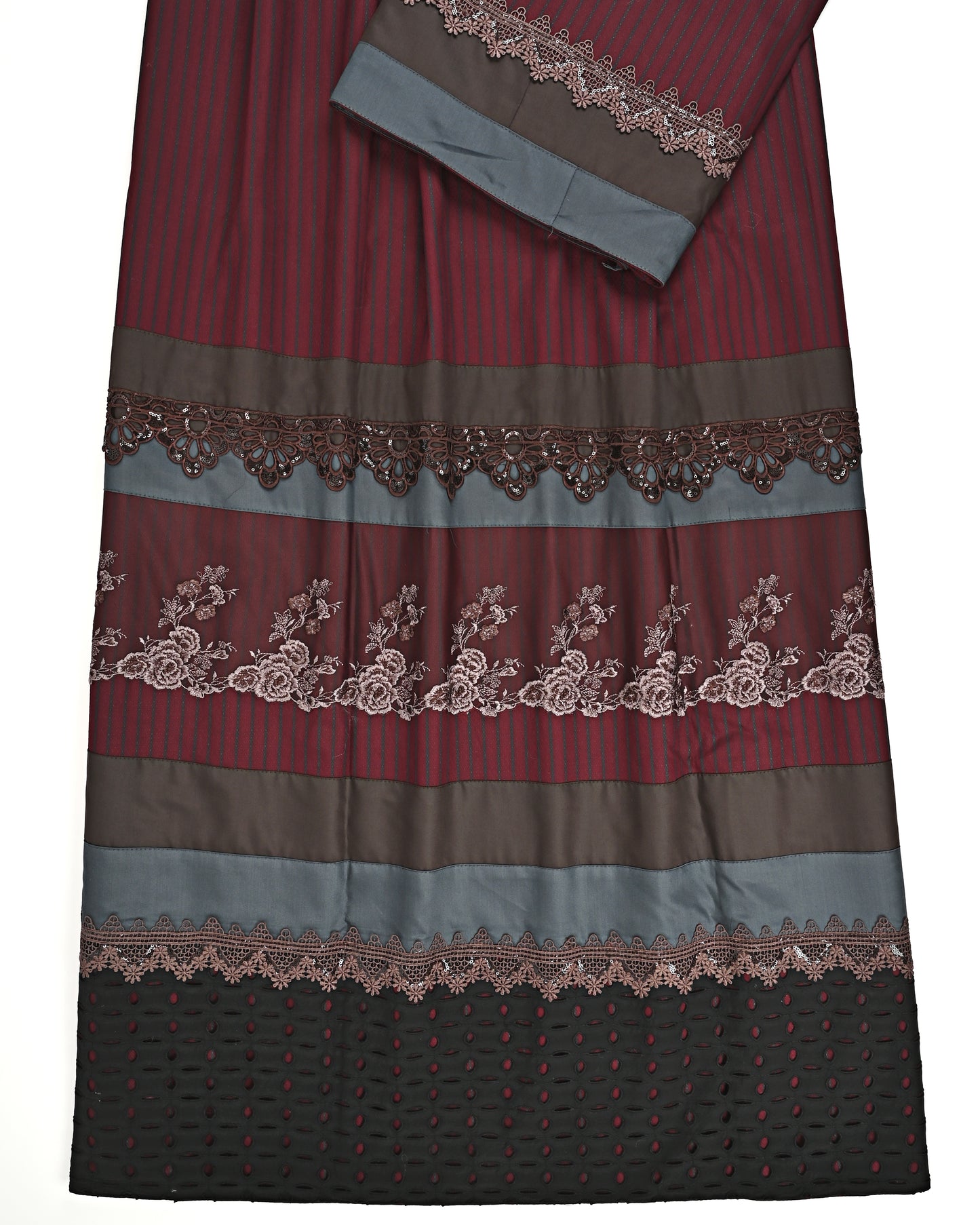 Burgundy Stripes Rida With Smart Dark Lacing & Dark Panel