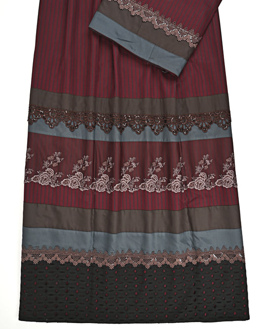 Burgundy Stripes Rida With Smart Dark Lacing & Dark Panel
