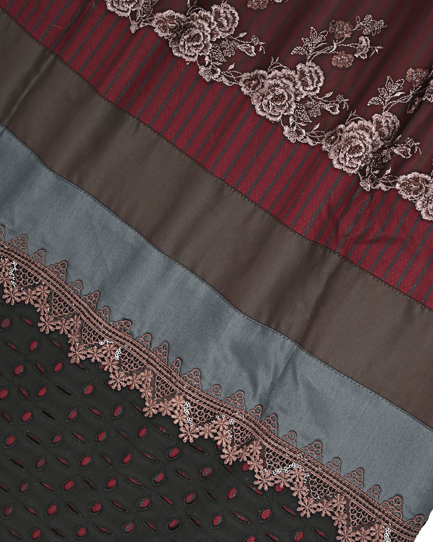 Burgundy Stripes Rida With Smart Dark Lacing & Dark Panel