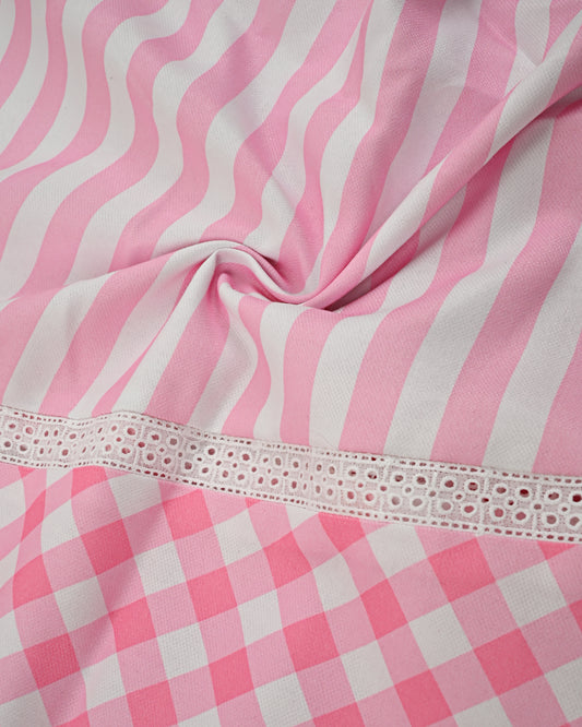 Denim Rida With Rose Print & Skirt Pattern