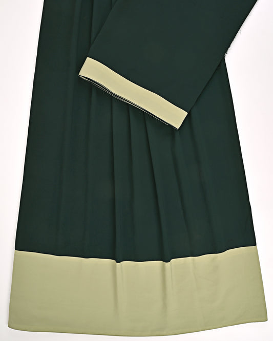 Dark Green Abaya Rida With Smart Light Green Panel
