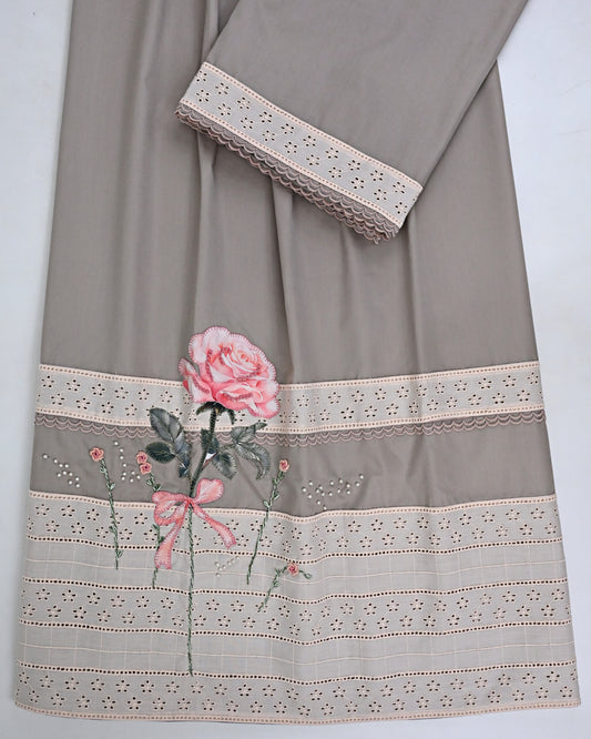 Ash Grey Rida With Smart Lacing Panel & Rose Work On It