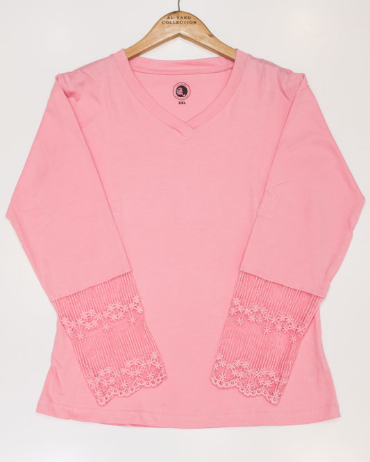 Al Vard Onion Pink T-Shirt With Net Sleeves