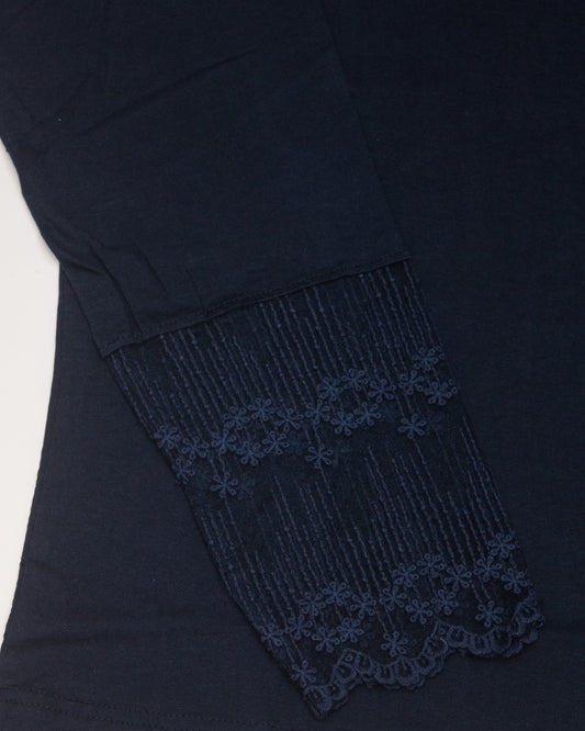 Al Vard Navy Blue T-Shirt With Net Sleeves