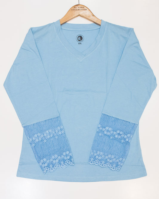 Al Vard Sky BlueT-Shirt With Net Sleeves