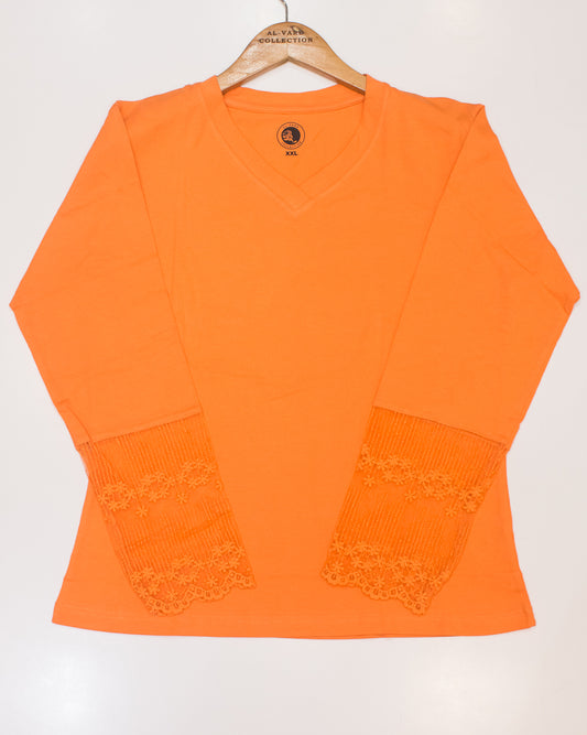Al Vard Orange T-Shirt With Net Sleeves
