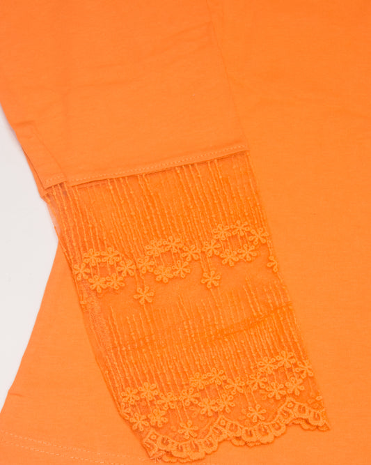 Al Vard Orange T-Shirt With Net Sleeves