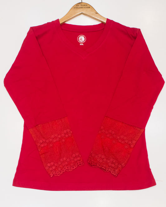 Al Vard Red T-Shirt With Net Sleeves