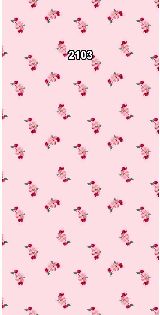 Baby Pink Small Rose Printed Fabric No 2103