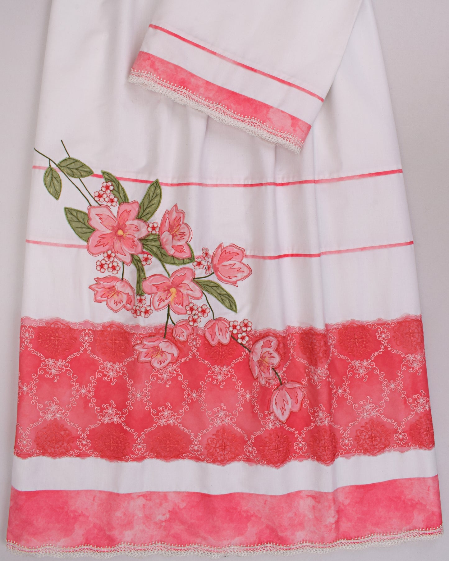 Off White With Applique Embroidery With Piping Pattern
