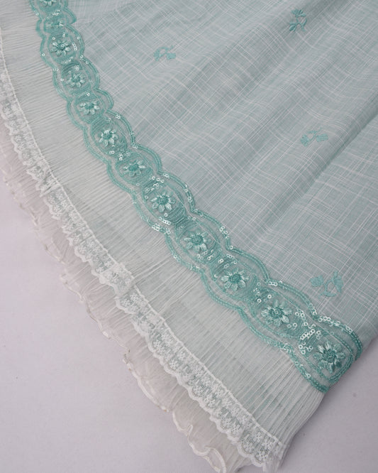 Light Green Rida With Sequence Lace & Fancy Frill